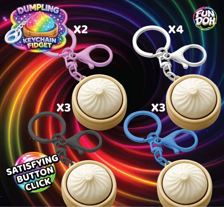 Fun Doh Dumpling Light-Up Click Fidget Keychain - 12/Display: Wholesale Price