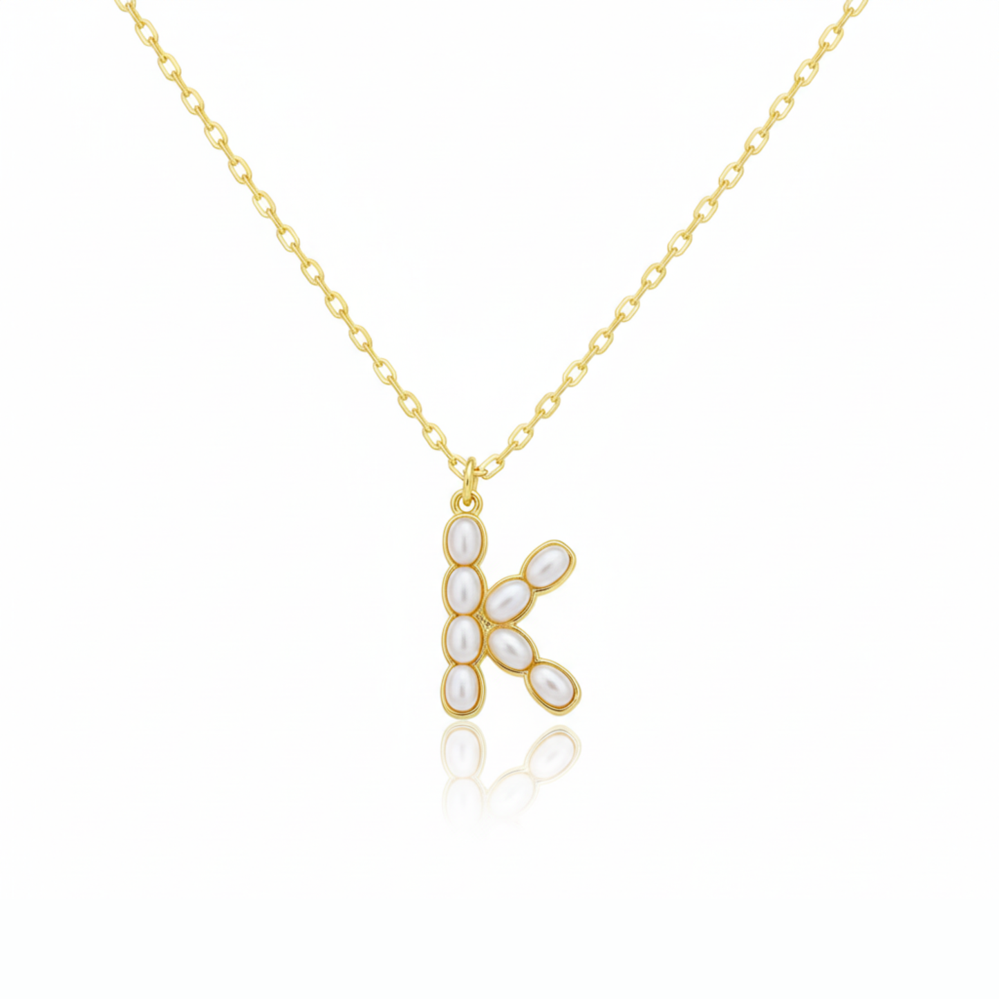 Pearl Mosaic Initial Pendant Necklace: S