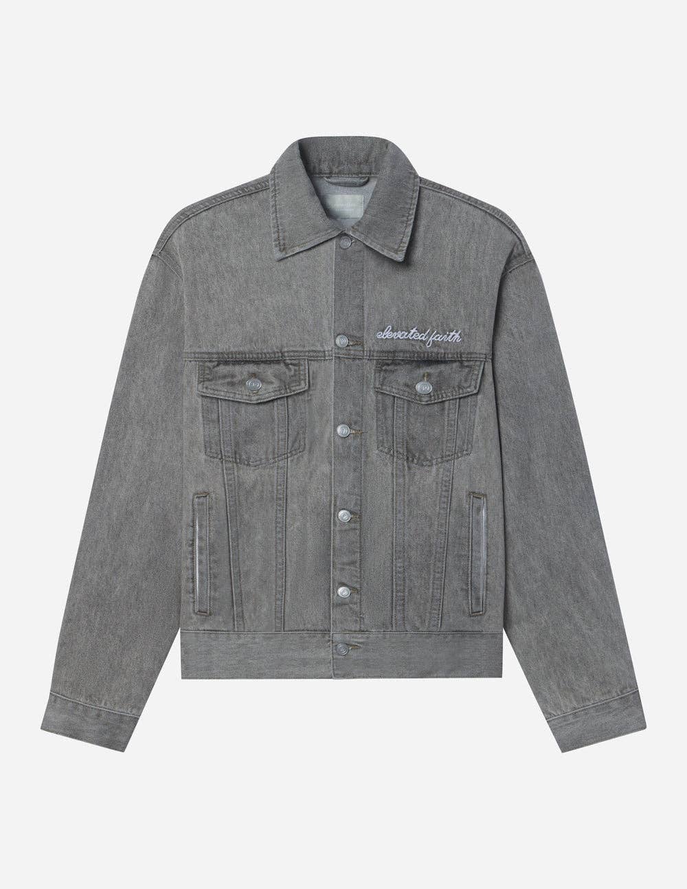 What a Friend in Jesus Grey Denim Jacket: L