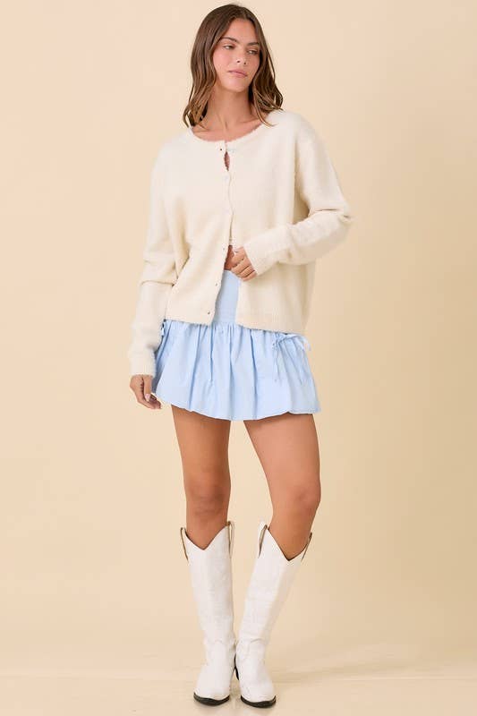 Bubble Skort With Ribbon Bow Tie Pocket Detail: LIGHT PINK / S