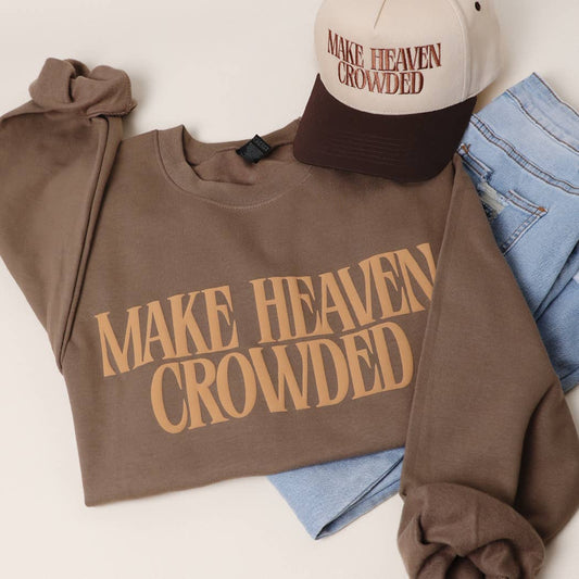 Make Heaven Crowded PUFF MIDWEIGHT Sweatshirt: BROWN SAVANA / XL