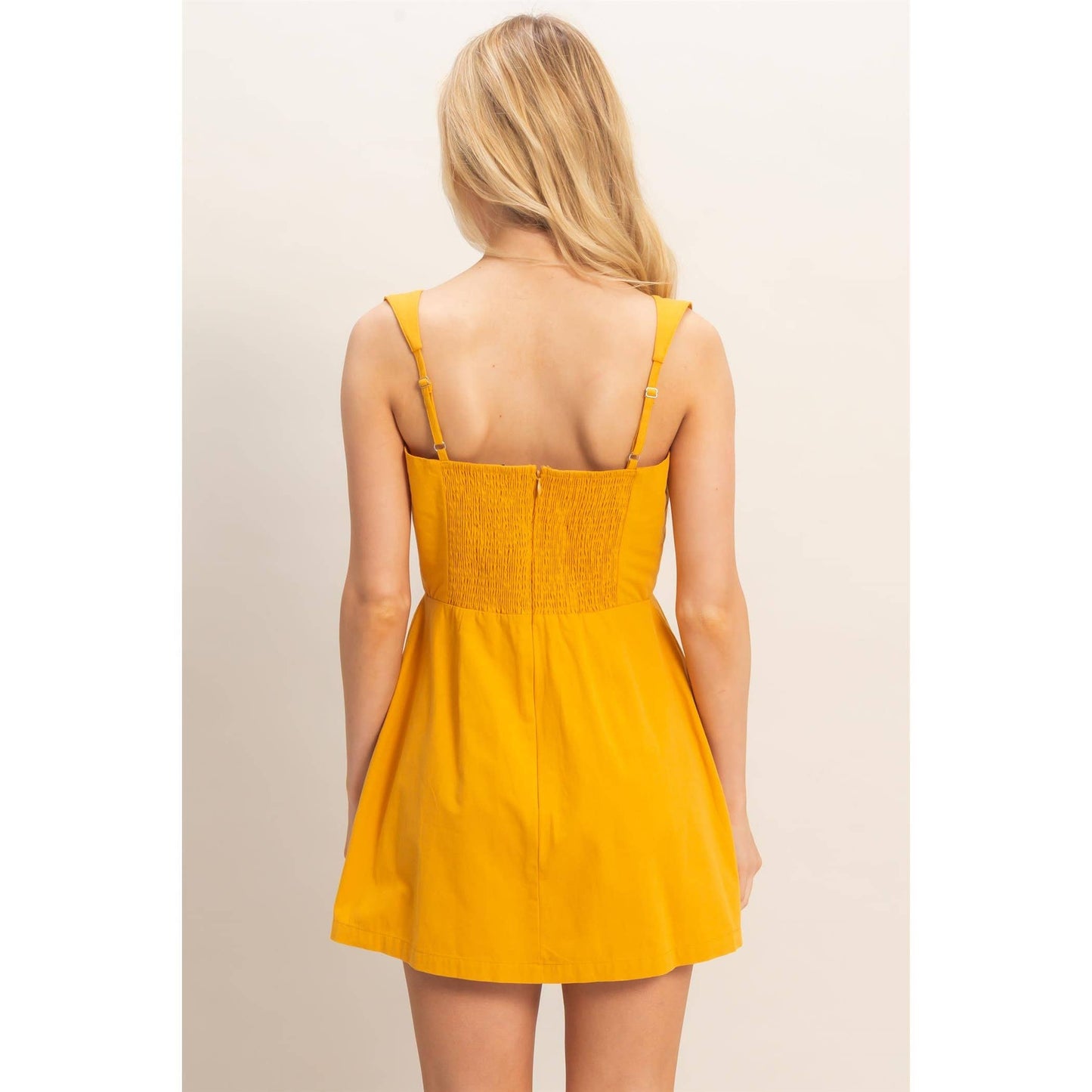 Square Neck Mini Dress: WHITE / S-M-L(2-2-2)