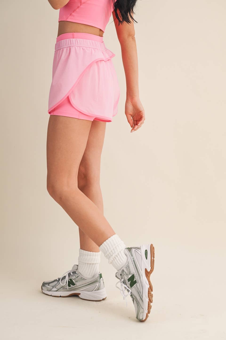 Double Layer Nylon Shorts: Pink / S