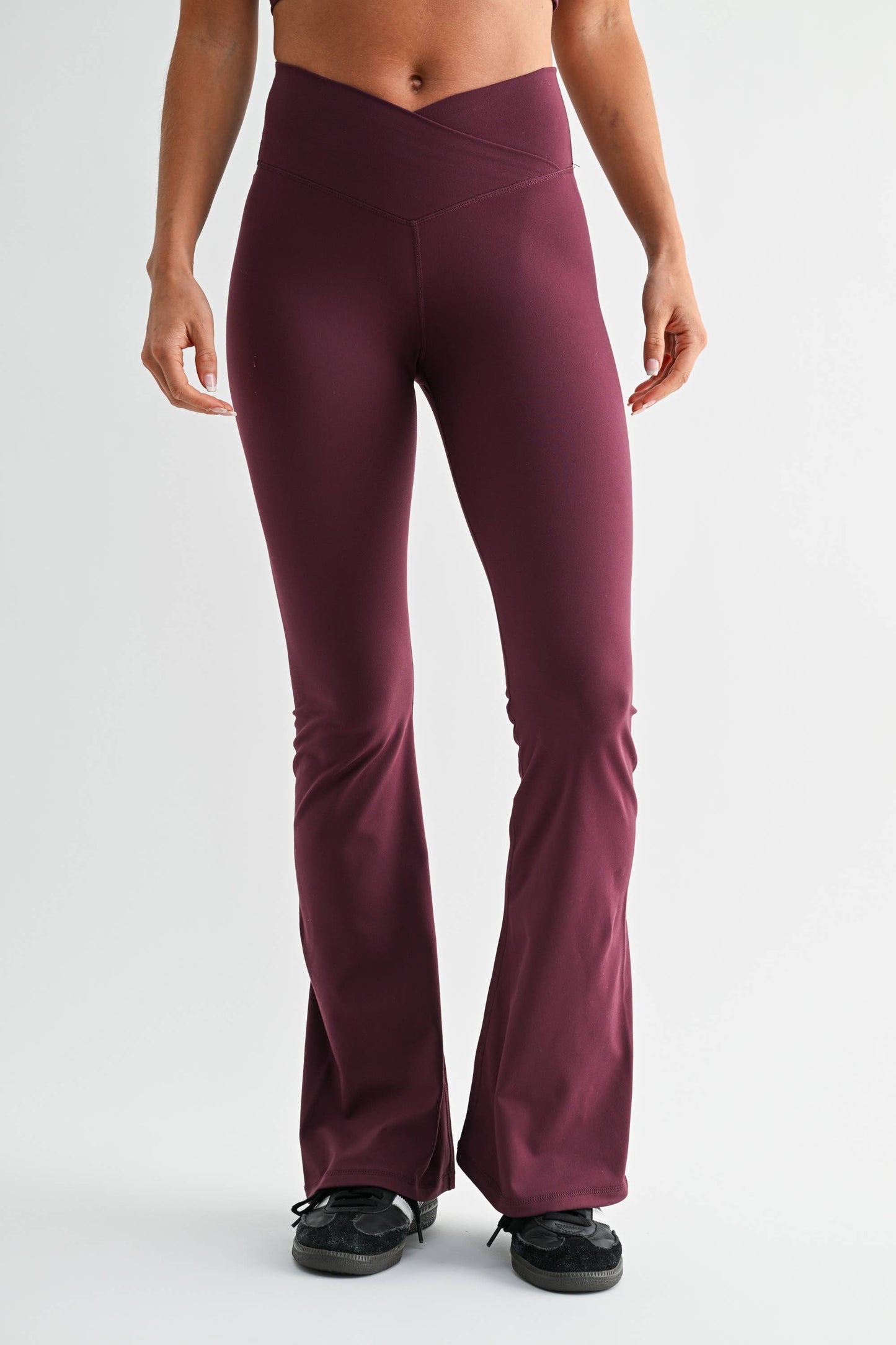 Venice Crossover Waist Yoga Pants: DARK PLUM / S:M:L (2:2:2)