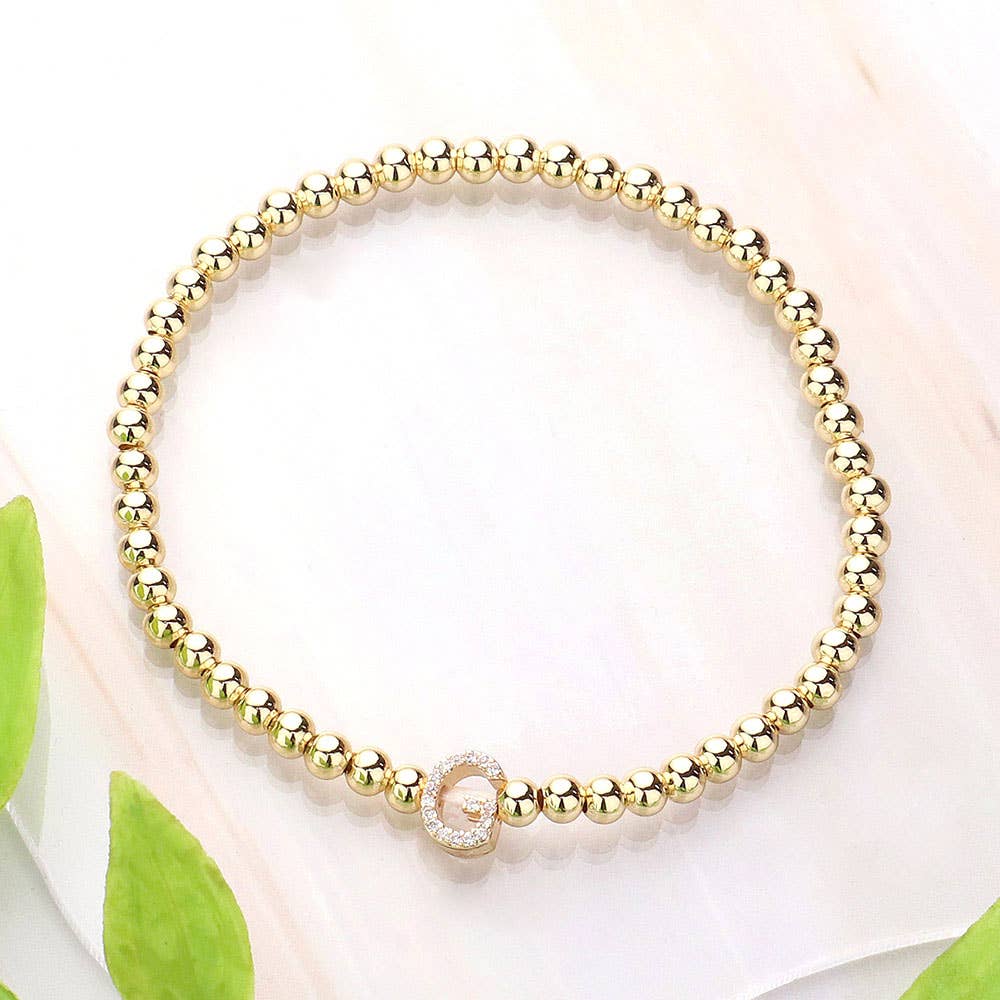 SECRET BOX_  Monogram Initial Stretch Bracelet
: R