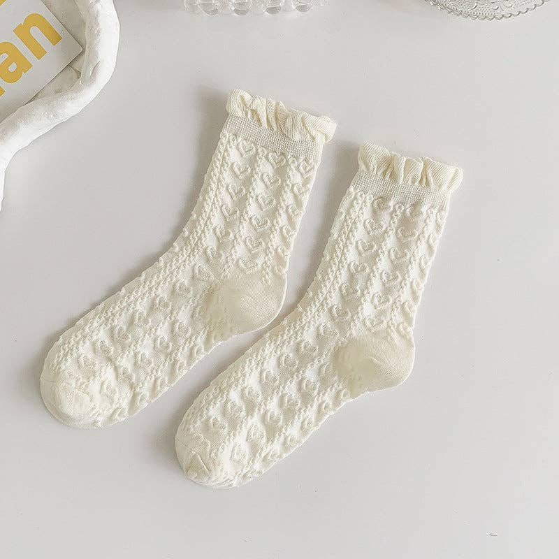 Rufia - White Rolled Edge Socks for Women: TRIBOW / AVERAGE