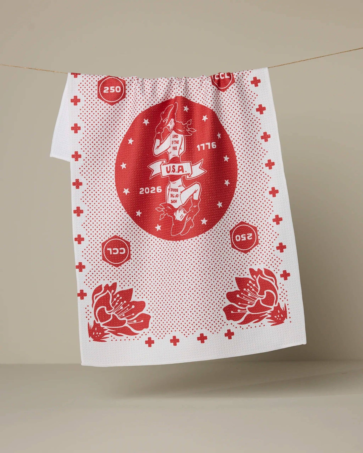 USA Cowgirl Tea Towel: Red