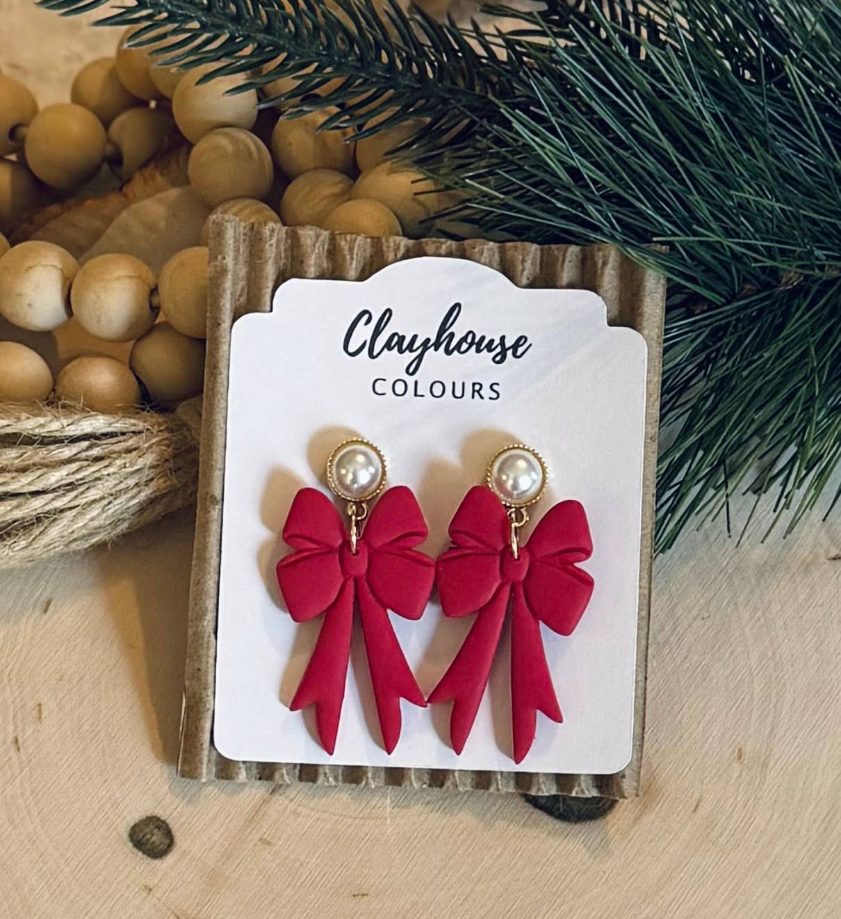 Holiday  Earrings  : Red Bows