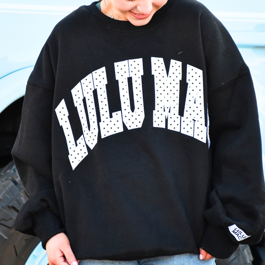 LM-SW-1008-PD Black/White Polka Dot Sweatshirt: Black/White / X-Small