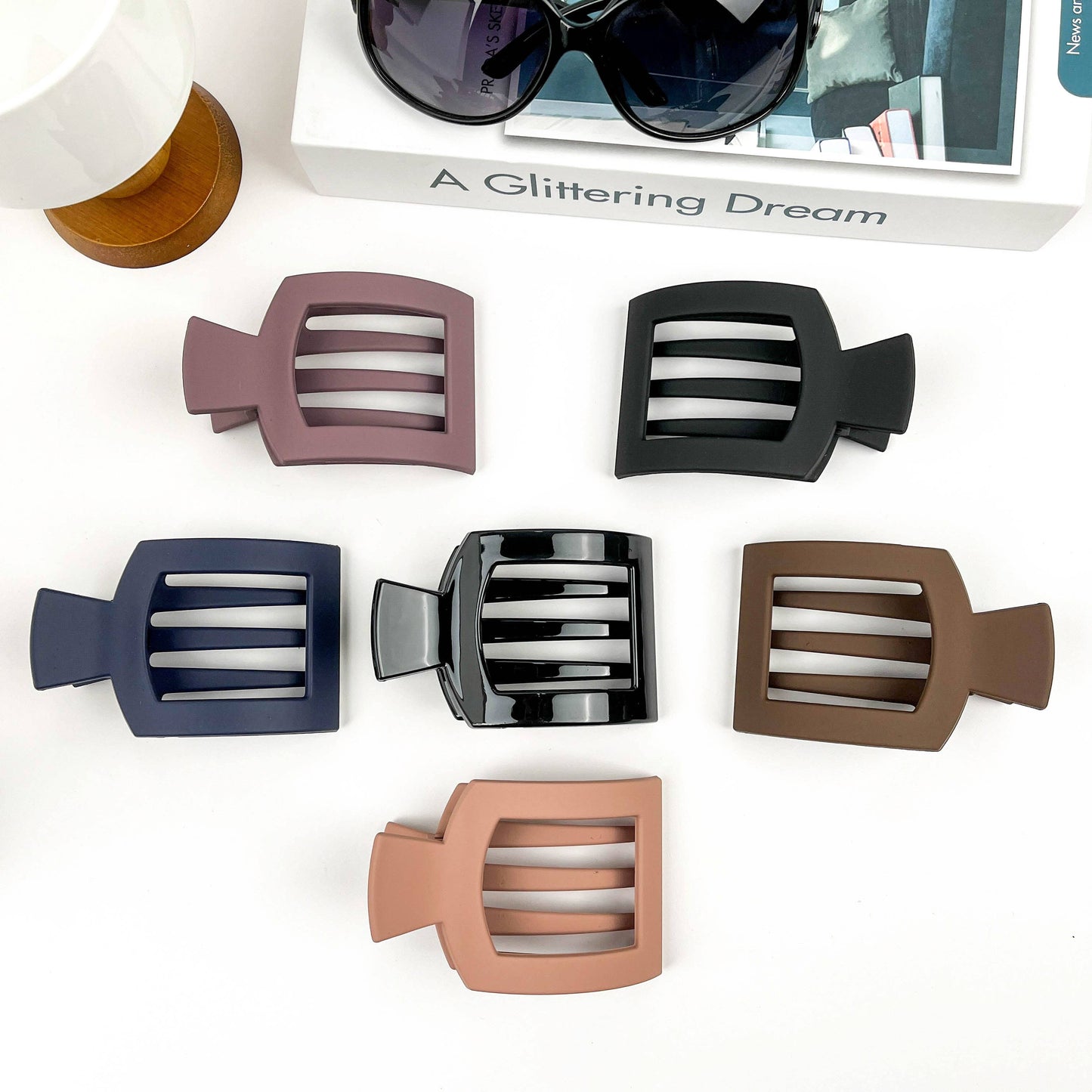 Square Hair Clip Frosted Claw Clip: Black A