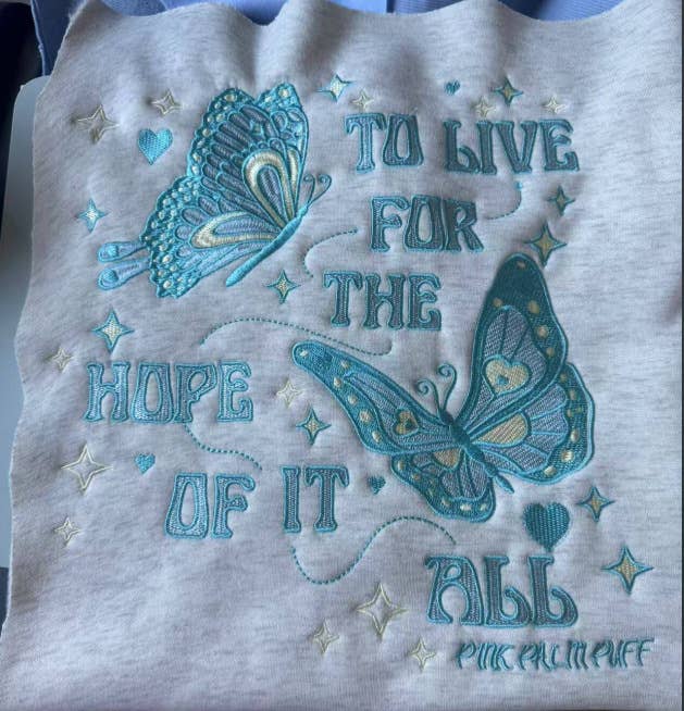 Butterfly Inspired Embroidered fleece oversized Hoodie: Purple / XS