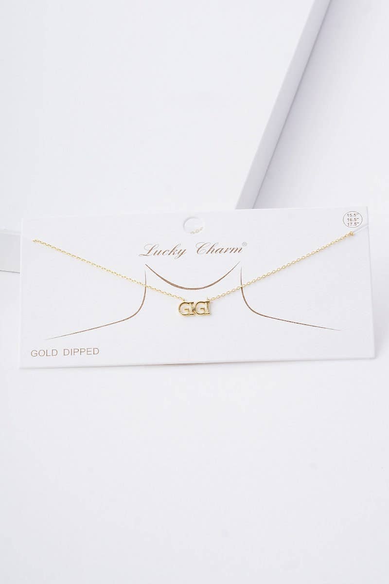 Gold Gigi Text Necklace: Silver