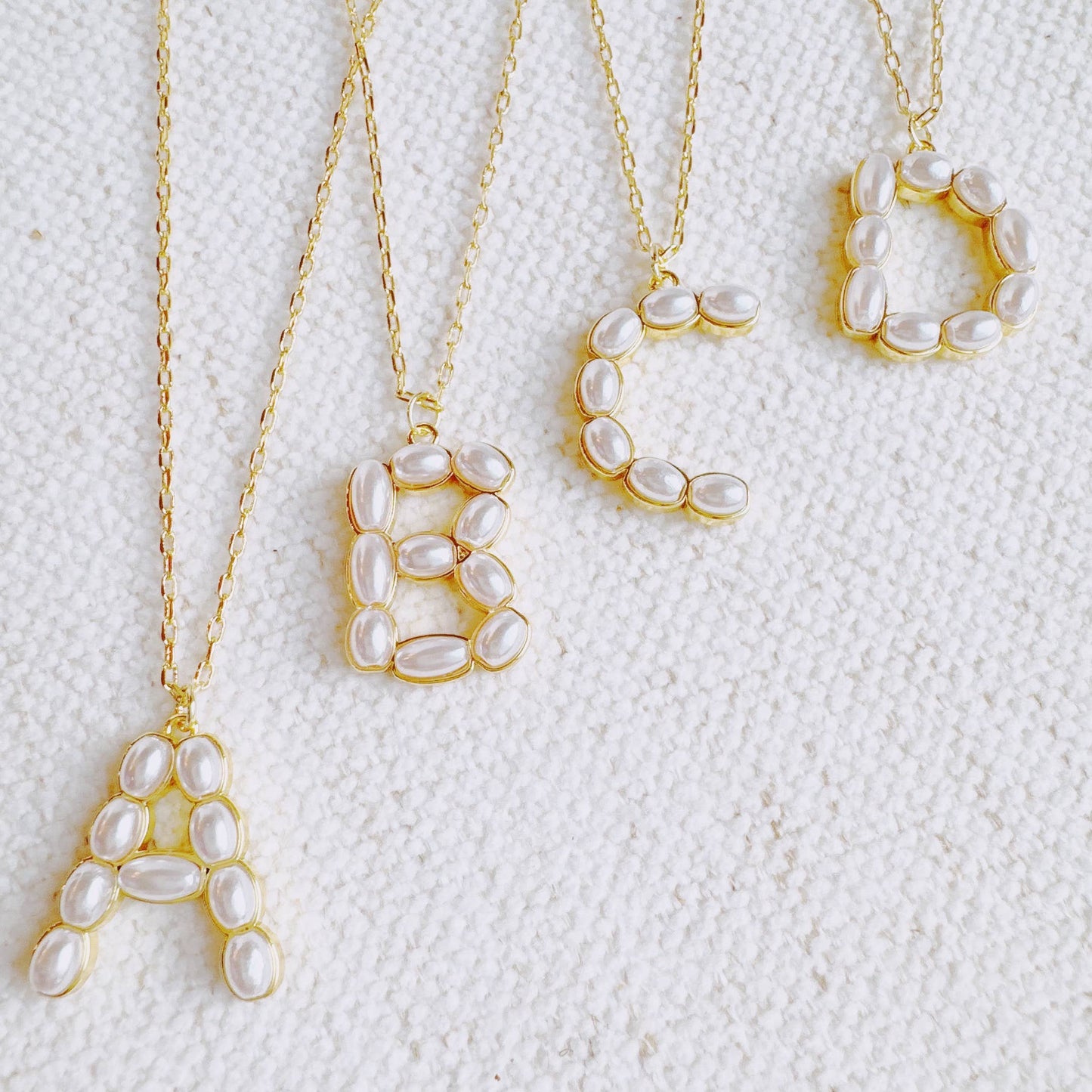 Pearl Mosaic Initial Pendant Necklace: A