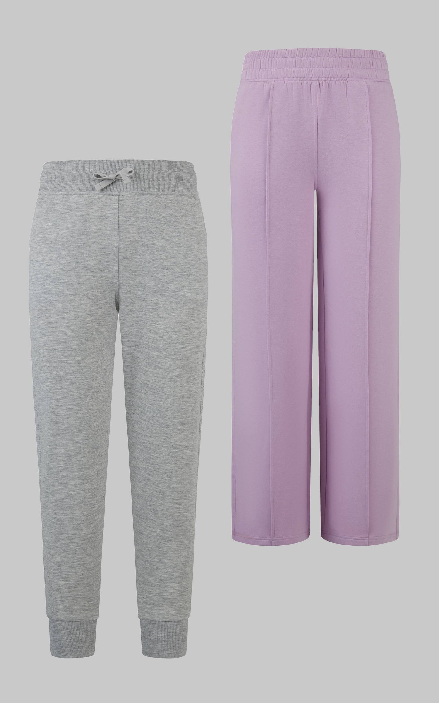 Girls Scuba Wide Leg Pants and Jogger - 2 PCS Set: BLACK/MOONLITE MAUVE