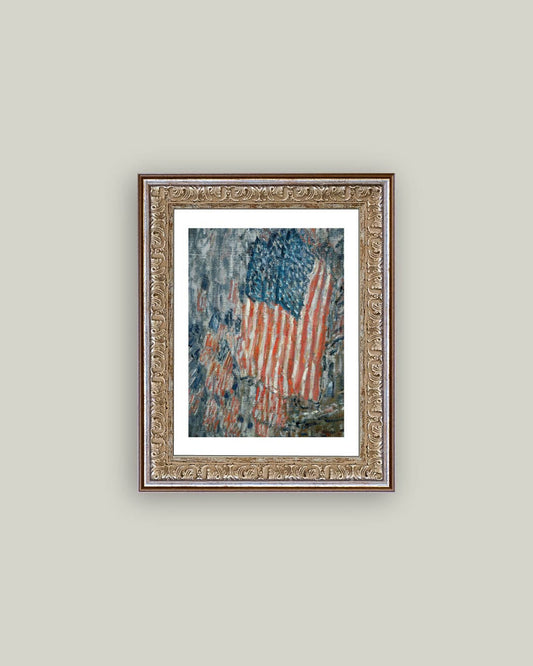 Patriotic Flag Print Framed Antique Art: 8x10