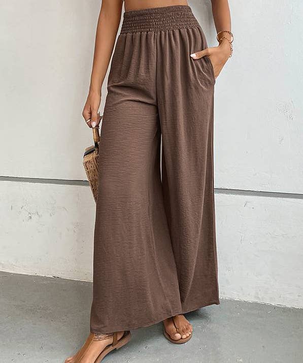 Simple Flared Wide-Leg Pants: Black / M