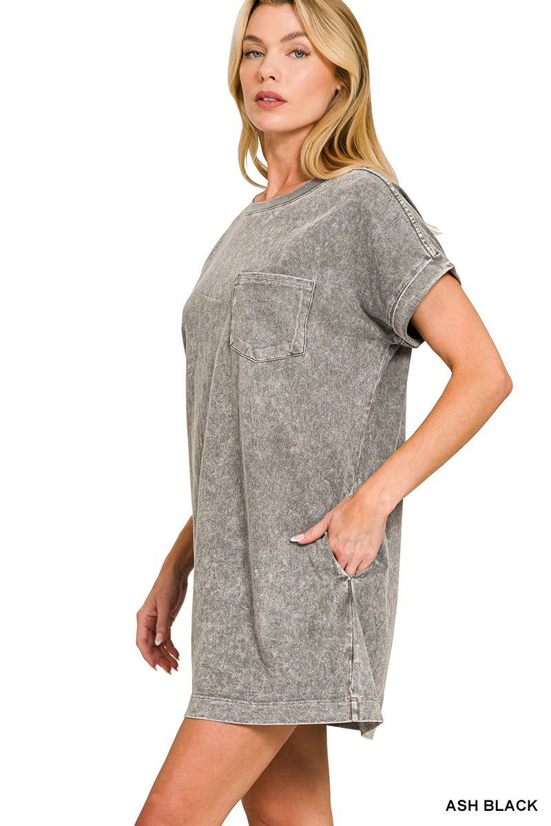 Halo Washed Premium Cotton T-shirts Dress: DEEP SKY / 2-2-2(S-M-L)