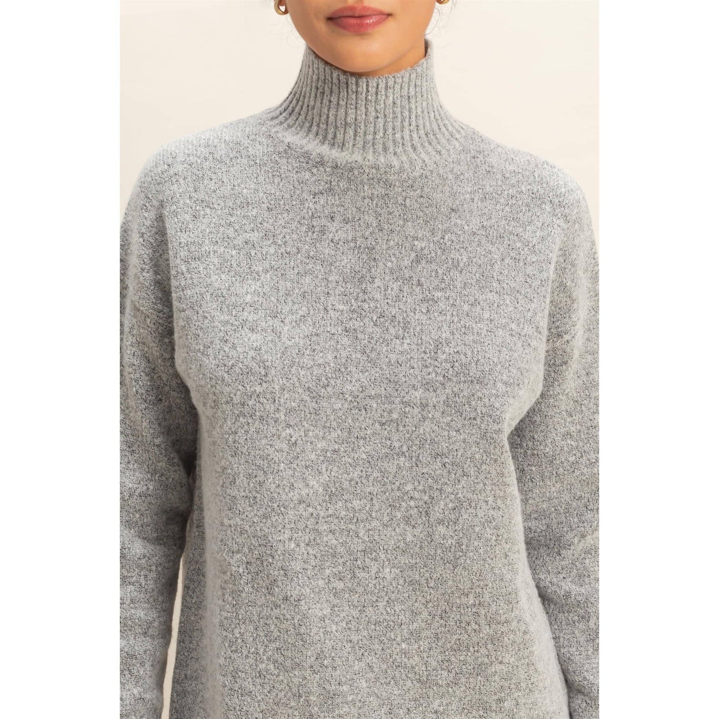 High Neck Sweater Mini Dress: BLACK / S-M-L(2-2-2)