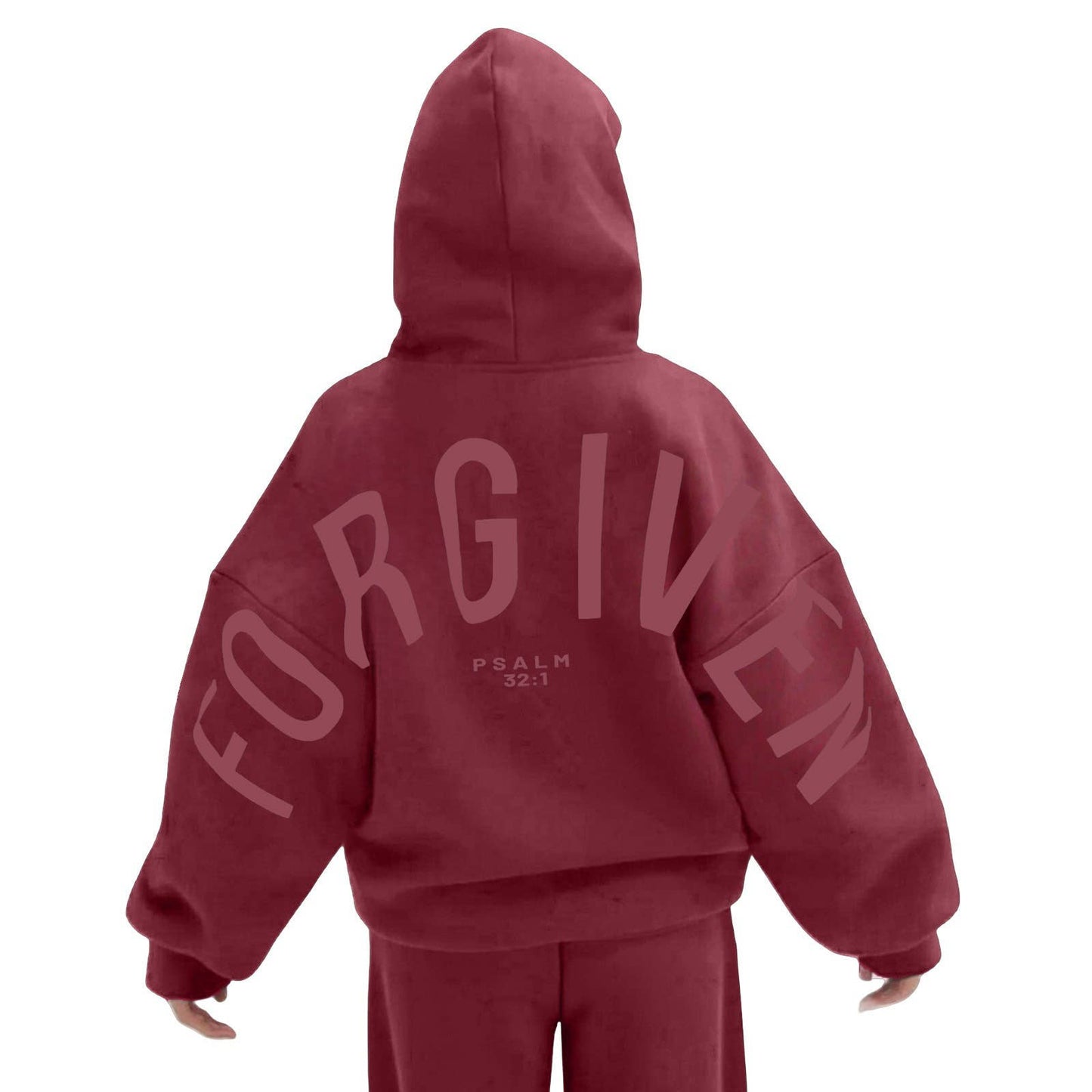 FORGIVEN Printed Oversized Hooded Sweatshirt: WineRed / S
