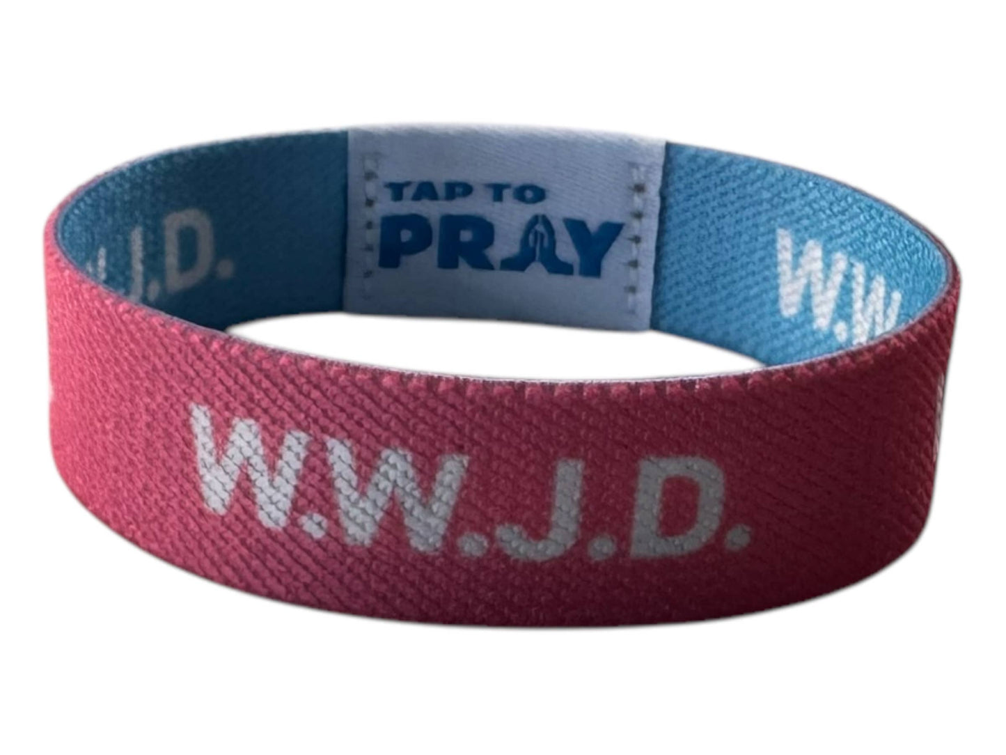Tap To Pray™ Wristbands - Blue & Pink WWJD: X-Small / WWJD Pink / Blue
