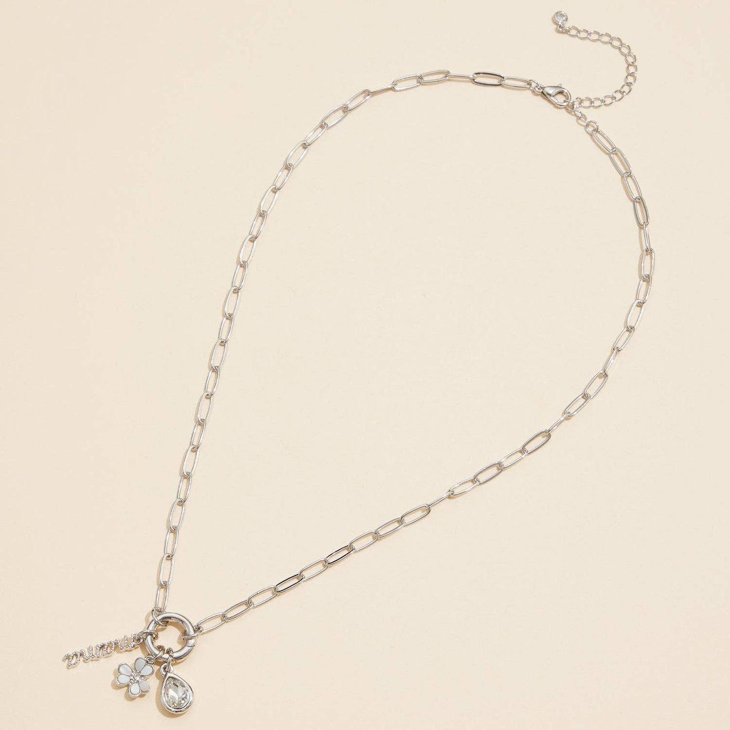 Mama Gold Dipped 18k Teardrop and Flower Charm Necklace: Gold / One / 4DN18084