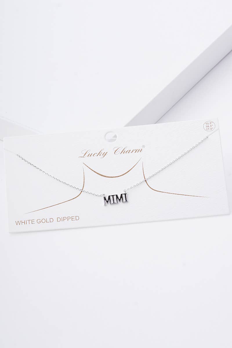 Gold Plated Bold Letter Mimi Necklace: Gold