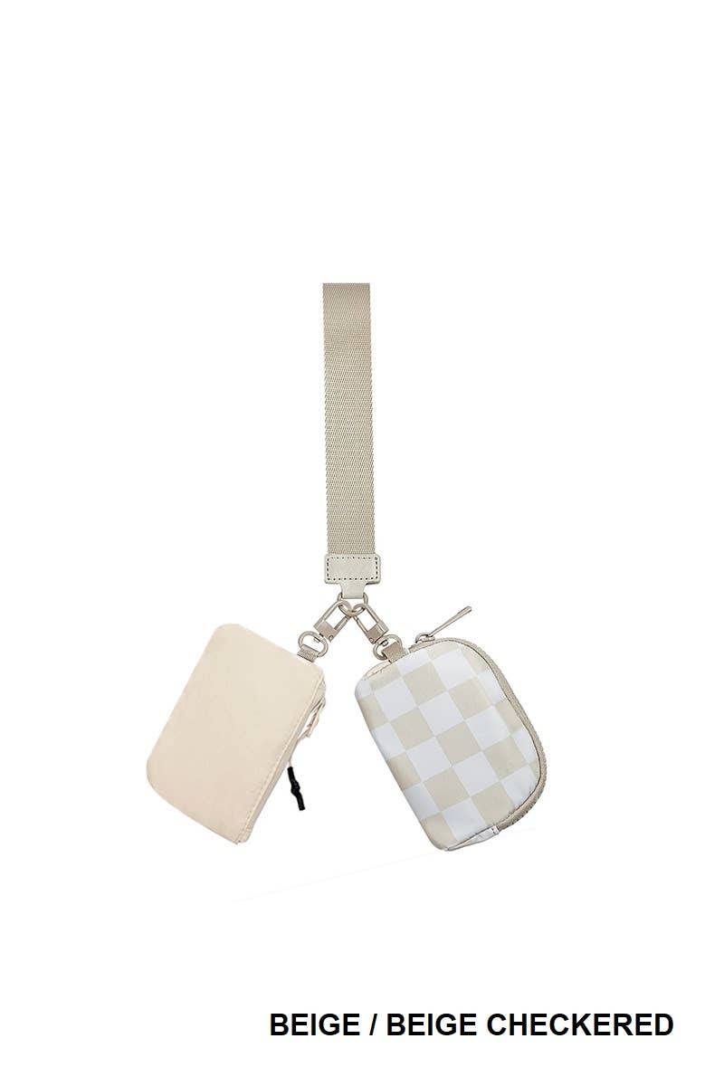 Dual Pouch Wristlet Keychain Wallet: BLACK/BLACK LEOPARD / 1 (ONE SIZE)