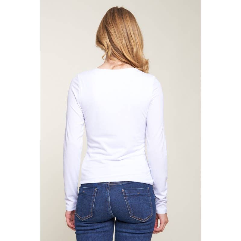 Double Layer Crew Neck Long Sleeve Rib Knit Top: Wine / S-M-L(2-2-2)