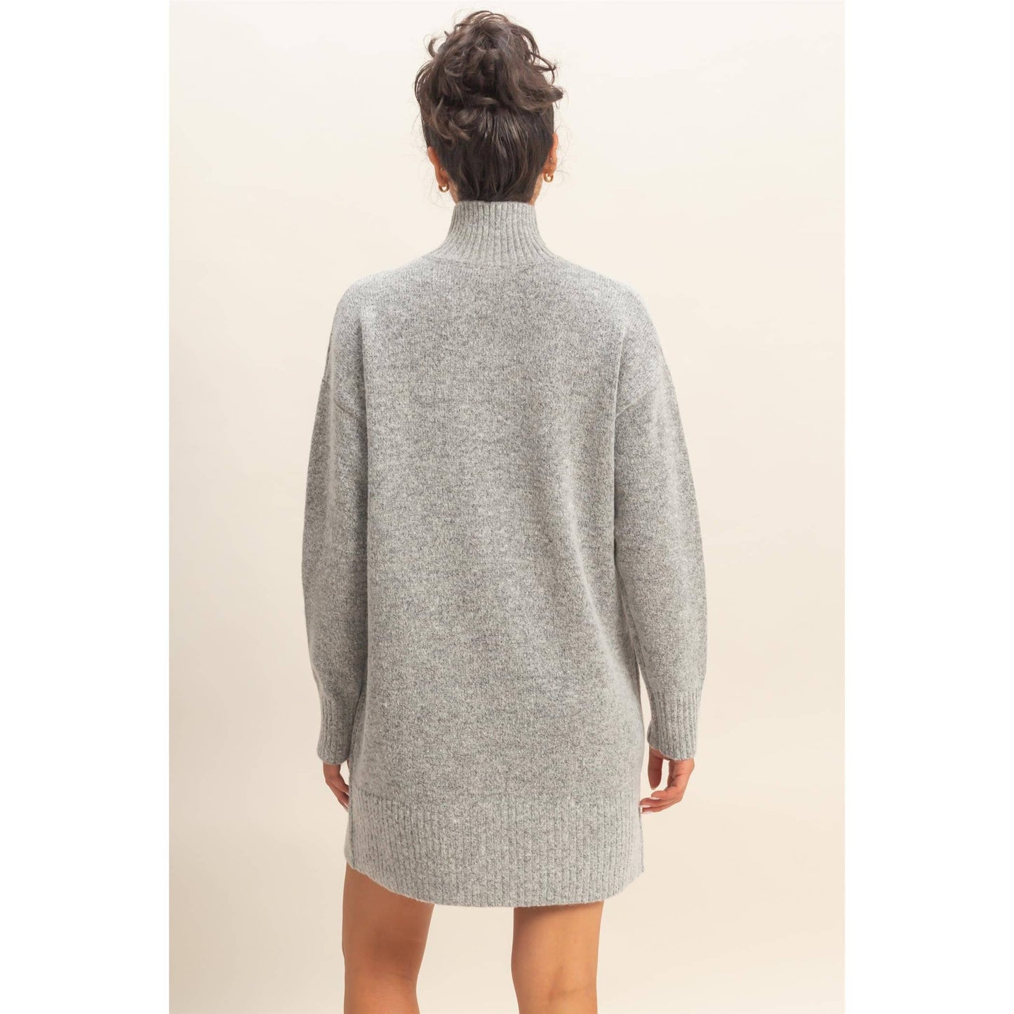 High Neck Sweater Mini Dress: BLACK / S-M-L(2-2-2)