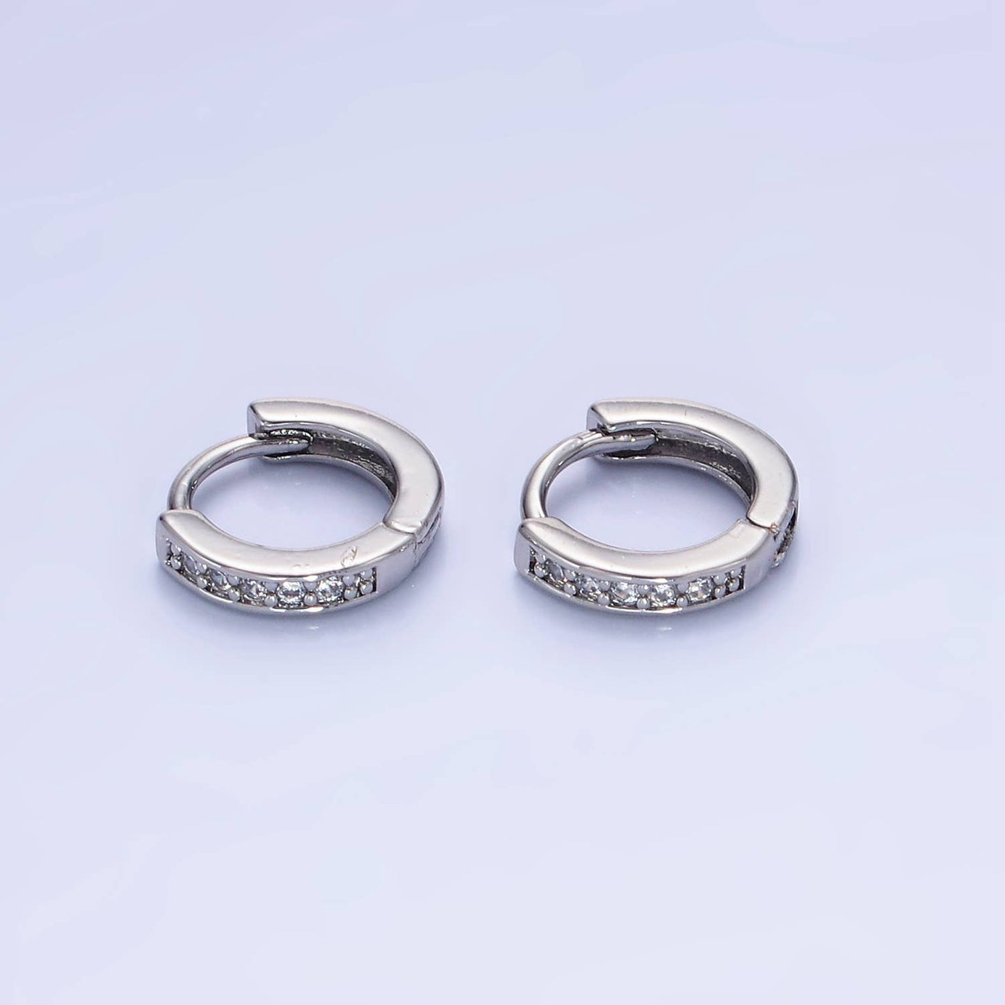14K Gold Filled 10mm CZ Lined Cartilage Huggie Earrings : Gold