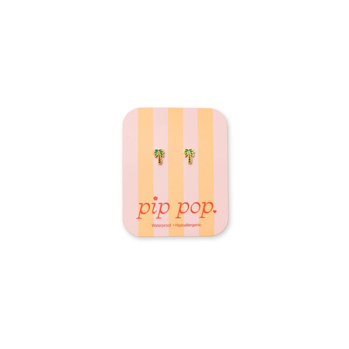 Palm Tree Stud Earrings - Hypoallergenic, Flat Back, Girl: Pair