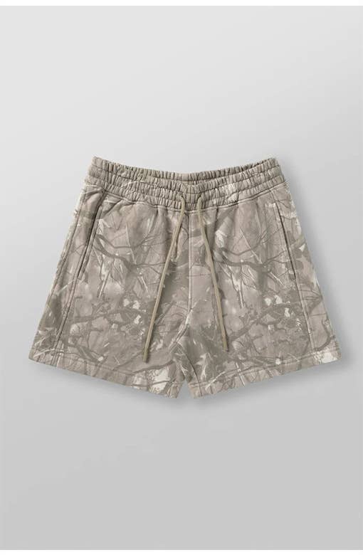 Essential woodland tree camo workout shorts - 4 colors: Cement / L