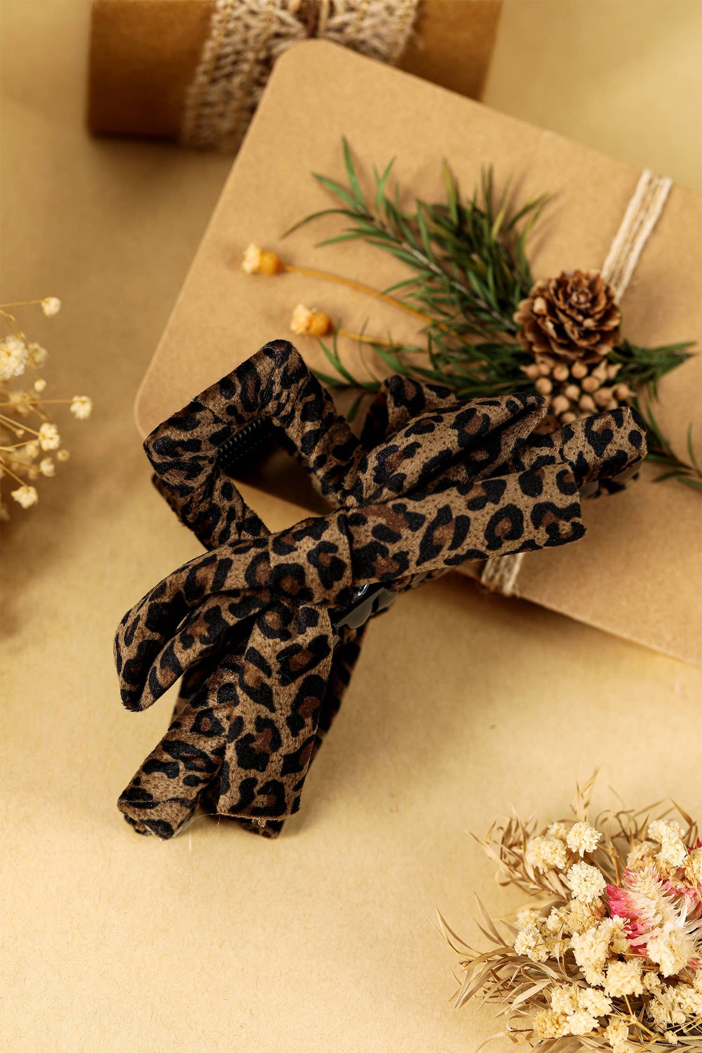 LDC Leopard Cloth Wrap Durable Plastic Hair Claw Clip: Chestnut / ONE SIZE