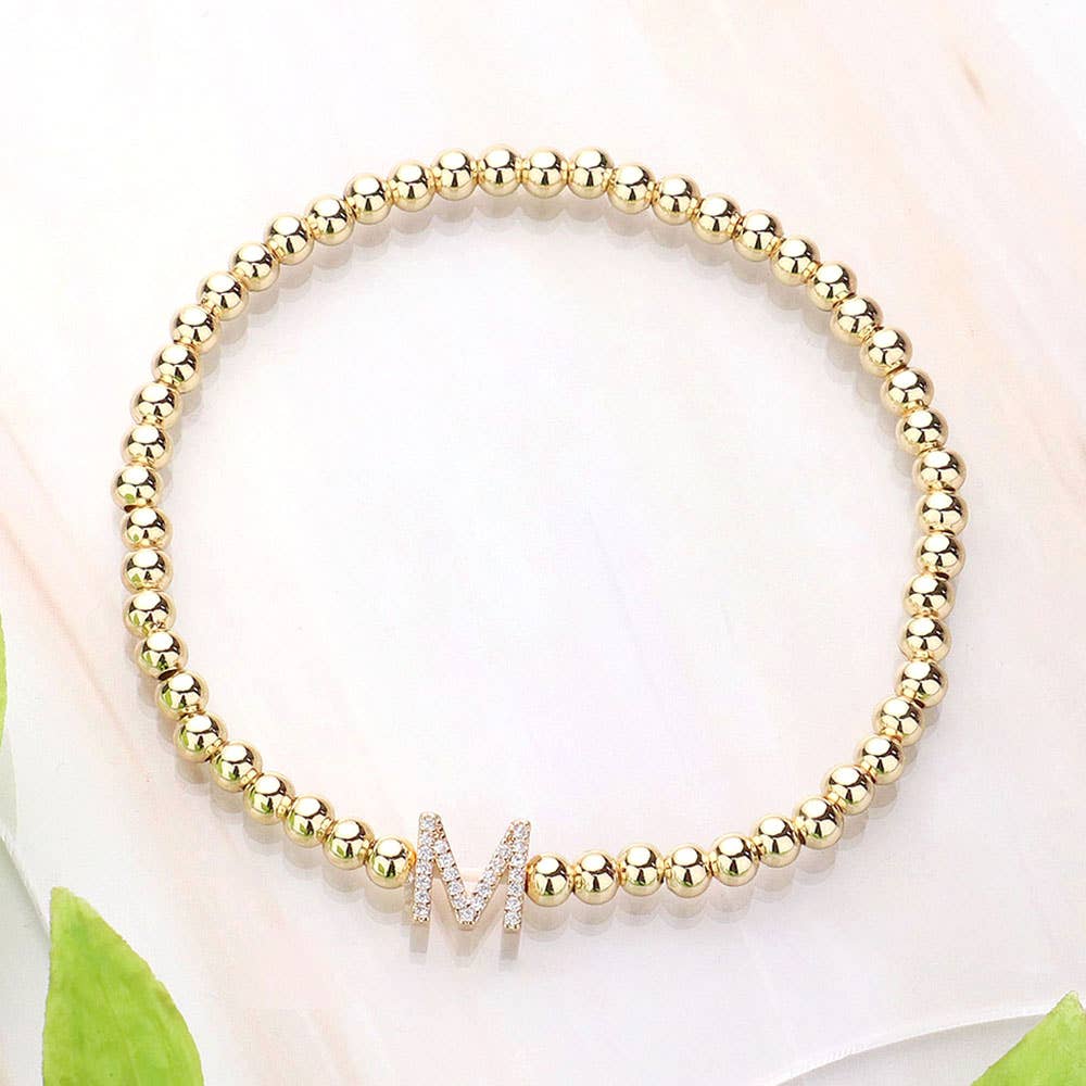SECRET BOX_  Monogram Initial Stretch Bracelet
: E