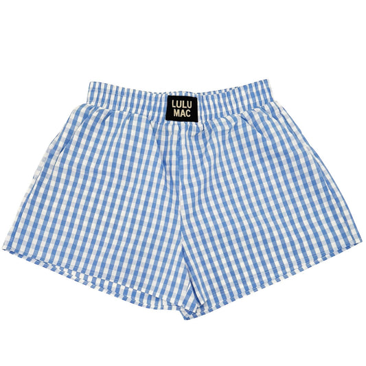 BXGH-LT. BLUE GINGHAM BOXER SHORT: LT. BLUE / Medium