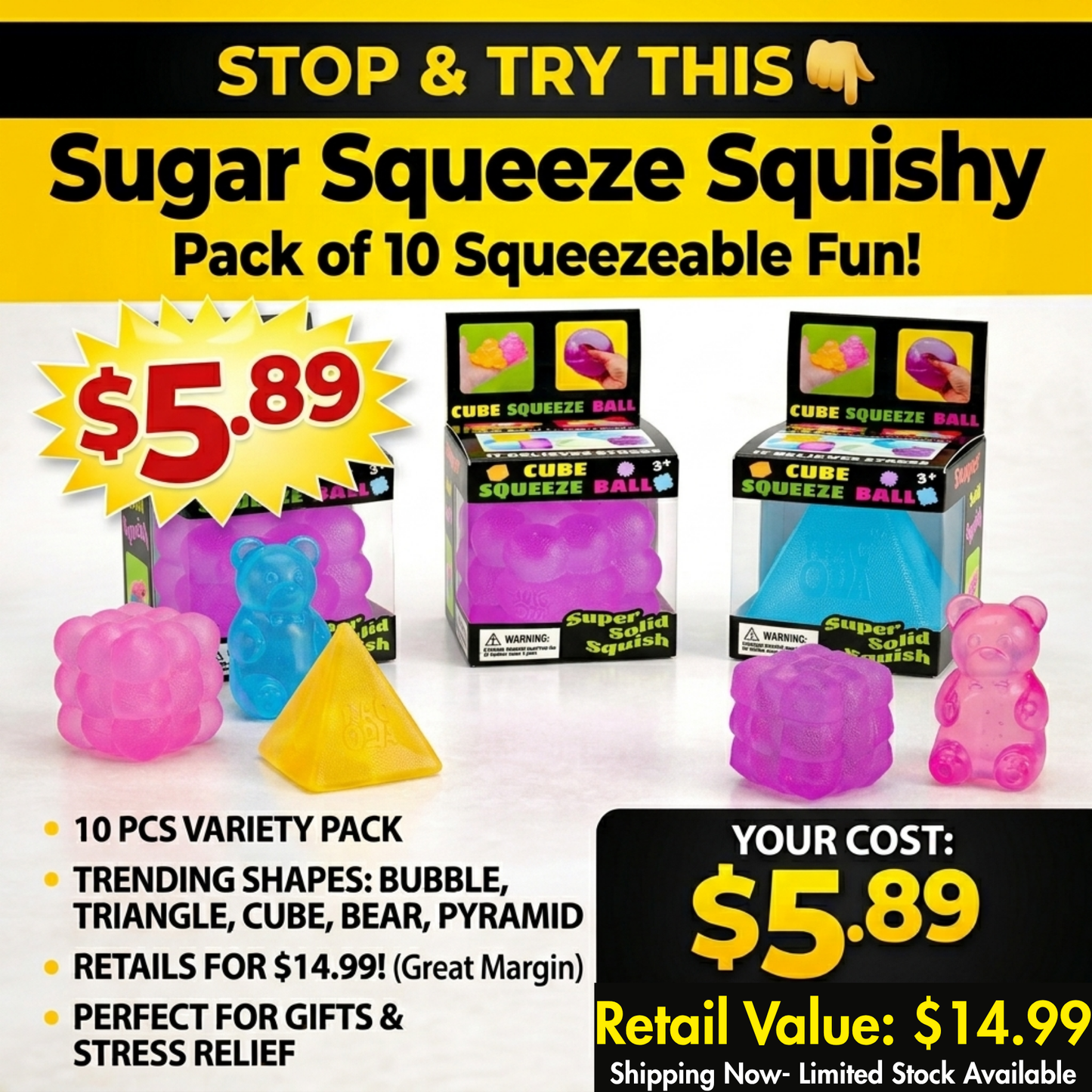 Sugar Squeeze Squishy – Gummy Bear Stress Toy