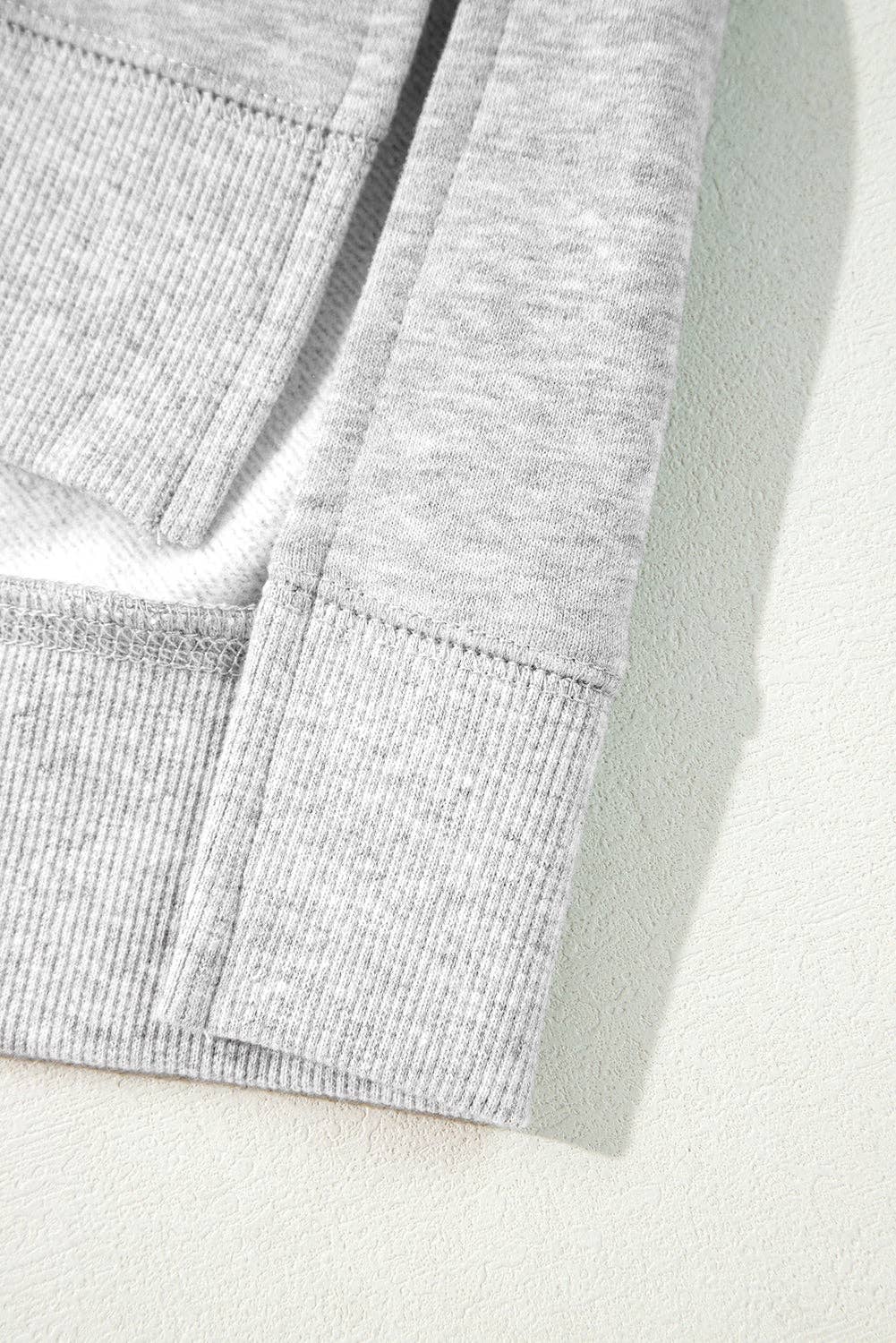 Two Tone Patchwork Drop Shoulder Pullover Sweatshirt: Mineral Red / 50%Polyester+50%Cotton / L