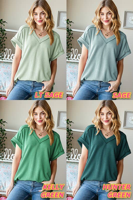 ET7484-10 SOLID URBAN RIBBED TOP: CHARCOAL / 2-2-2 (S-M-L)