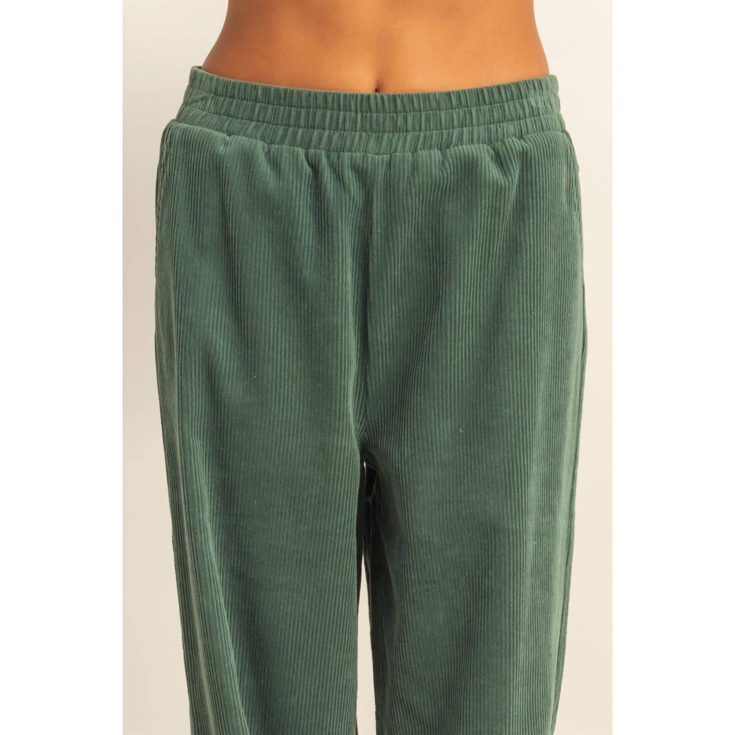 Corduroy High-Waisted Wide Leg Pants: BLACK / S-M-L(2-2-2)