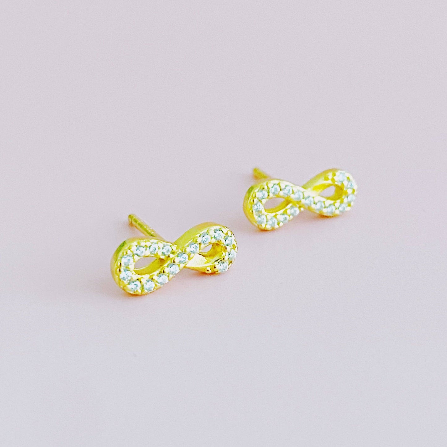 Mini Sparkle Mini Stud Sterling Silver Earrings: Infinity