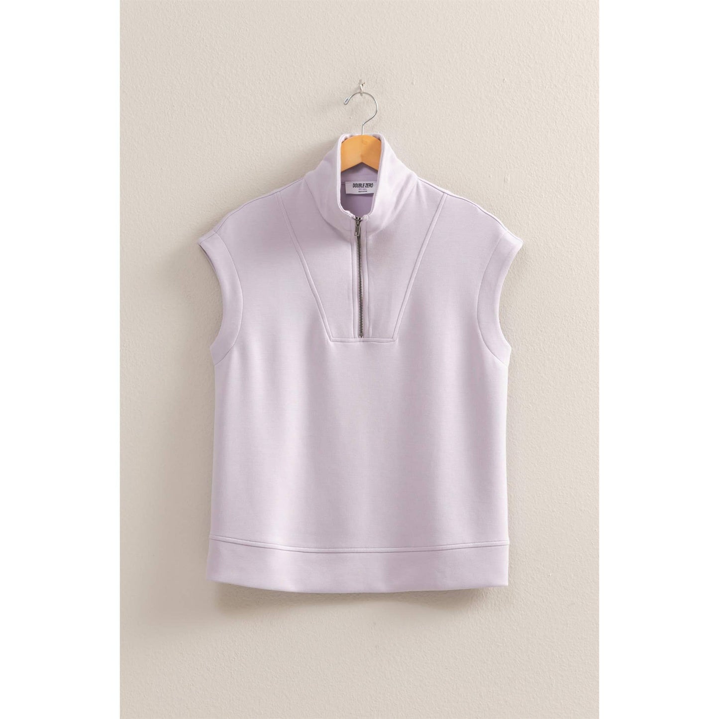 DZ25C571-Mock Neck Half Zip Up Sleeveless Top: BLACK / S-M-L(2-2-2)