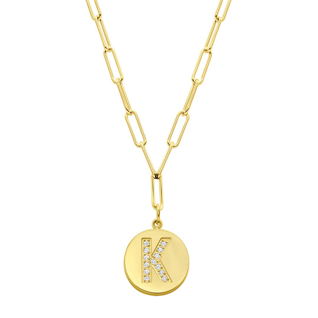Tarnish Resistant 14K Gold Plated Initial Disc Necklace: S / Default Title
