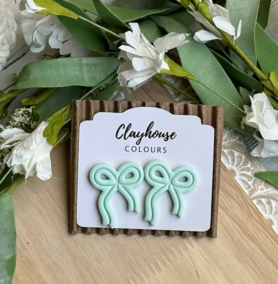 Bow Stud Earrings: Mint