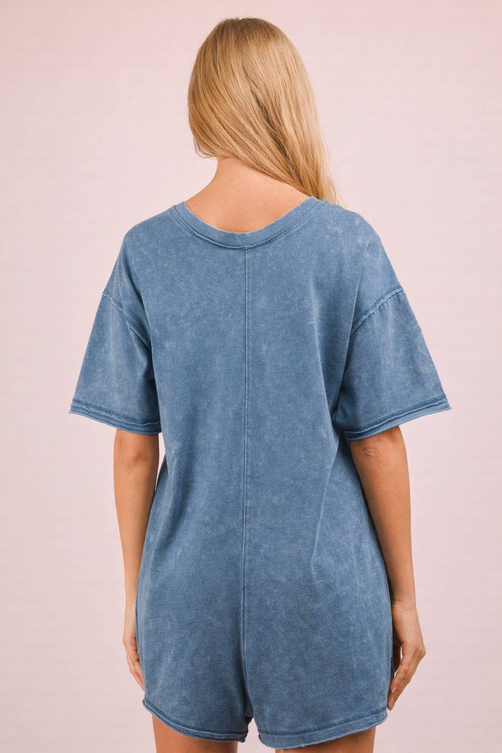 Mineral Washed Oversized Casual Knit Romper: PINK / 2-2-2(S-M-L)