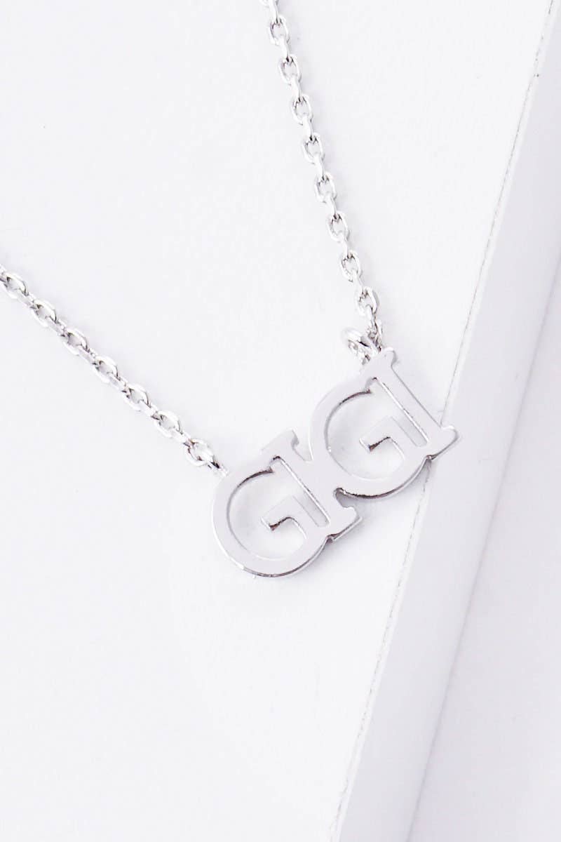 Gold Gigi Text Necklace: Silver