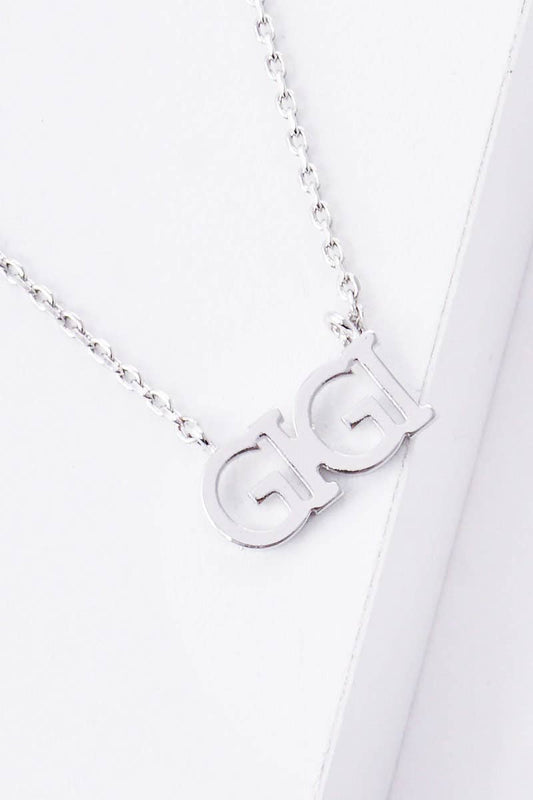 Gold Gigi Text Necklace: Silver