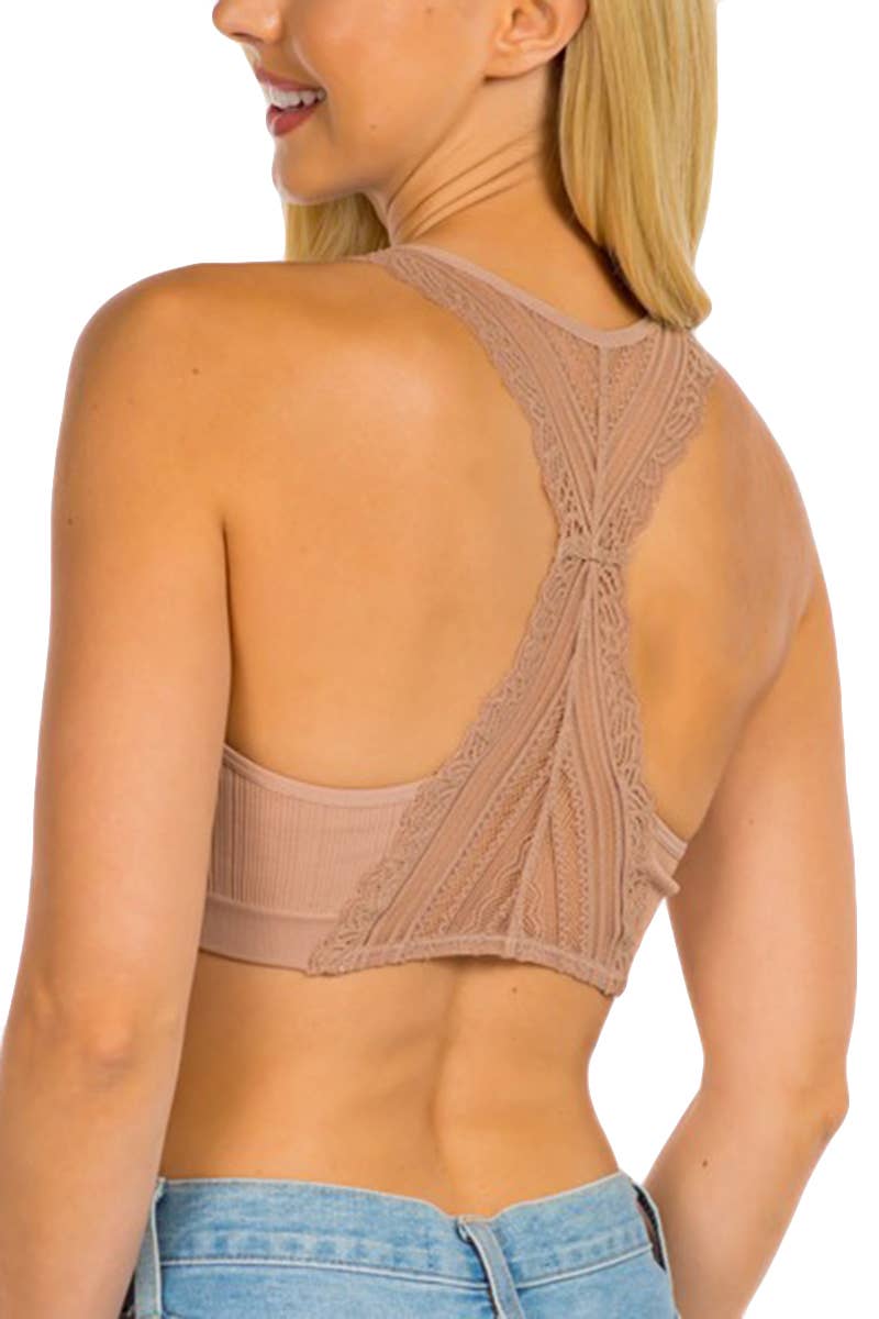 Lace Racerback Bralette: WHITE / 3-3 (S/M-M/L)