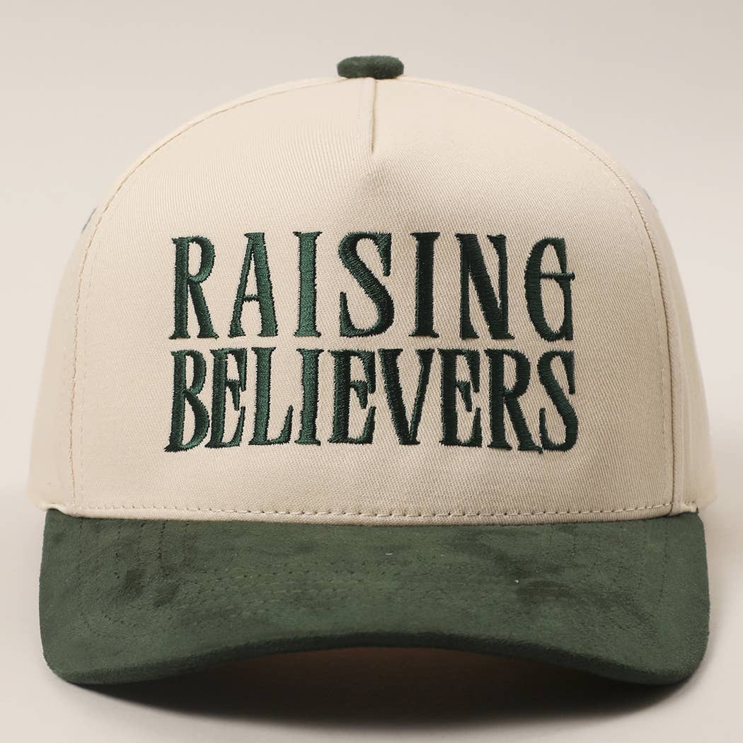 RAISING BELIEVERS Suede Two-Tone Trucker Hat: BLK / One Size