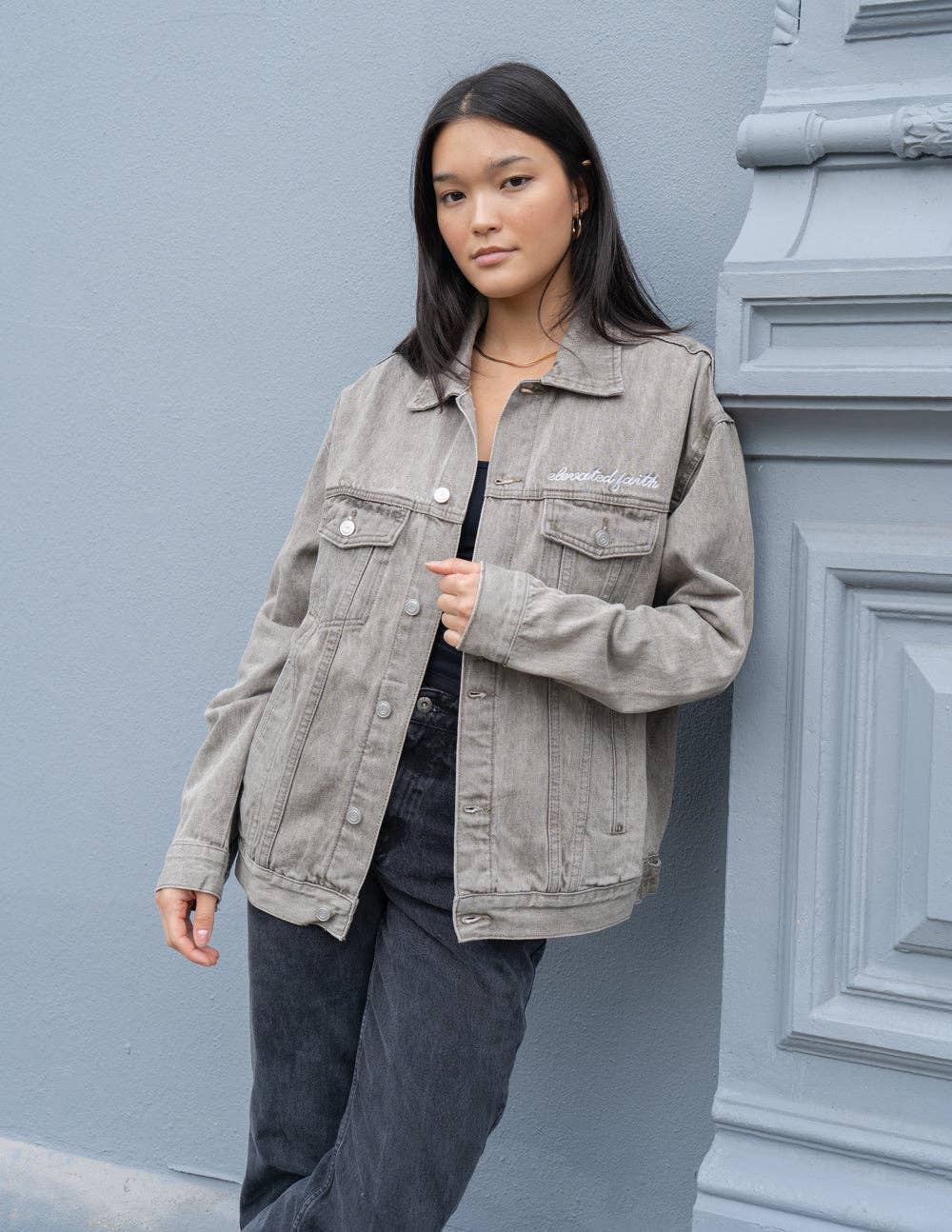 What a Friend in Jesus Grey Denim Jacket: M
