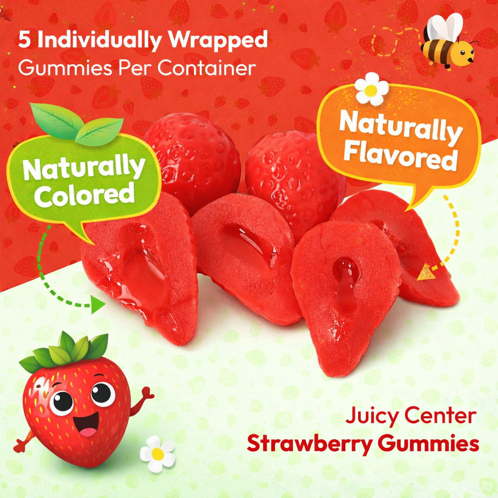 Liquid Filled Strawberries 4D Realistic Gummy Candy 8 Ct RRP